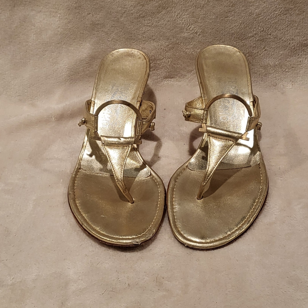 Gold Salvatore Ferragamo Y2K Kitten Heel Sandals